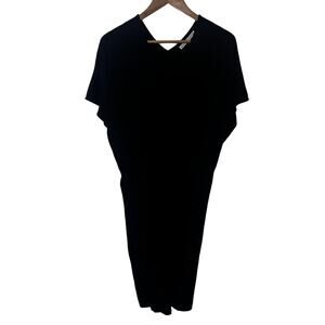 Peruvian Connection Dress Womens XS/S Black V Neck Short Sleeve Flowy Minimalist